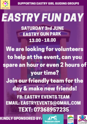 Eastry fun day are looking for volunteers, if you can spare some time call or text 07368957235